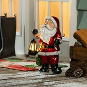 Traditional Santa Garden Statue, Resin Solar Statue, Santa with Lantern, 18"H