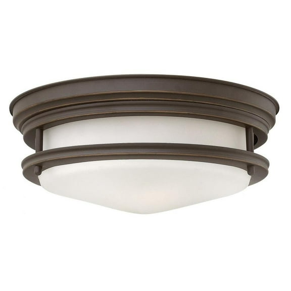 2 Light Medium Flush Mount in Traditional-Transitional-Coastal Style 12 inches Wide By 4.75 inches High-Oil Rubbed Bronze Finish-Etched Opal Glass