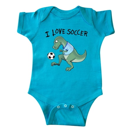 

Inktastic I Love Soccer-Dinosaur in Blue Gift Baby Boy or Baby Girl Bodysuit