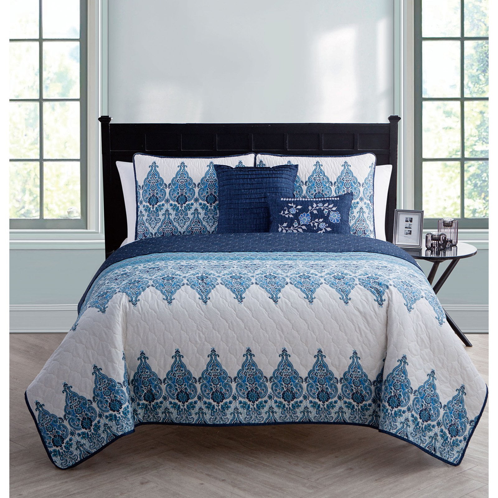 Vcny Home Global Inspired Andrea Reversible 4 5 Piece Bedding Quilt Vcny Home Global Inspired Andrea Reversible 4 5 Piece Bedding Quilt Set With Decorative Pillows Multiple Colors And Sizes Available Com