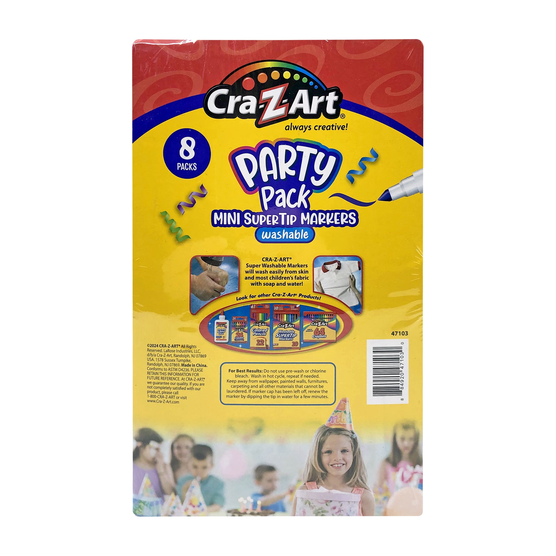 Cra-Z-Art Super Tip Art Markers Party Pack, 8 Packs of 3