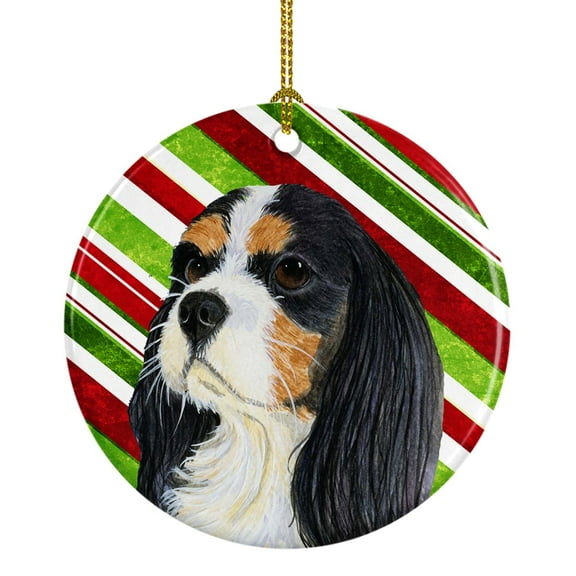 Carolines Treasures LH9234-CO1 Cavalier Spaniel Candy Cane Holiday Christmas Ceramic Ornament 3 in multicolor