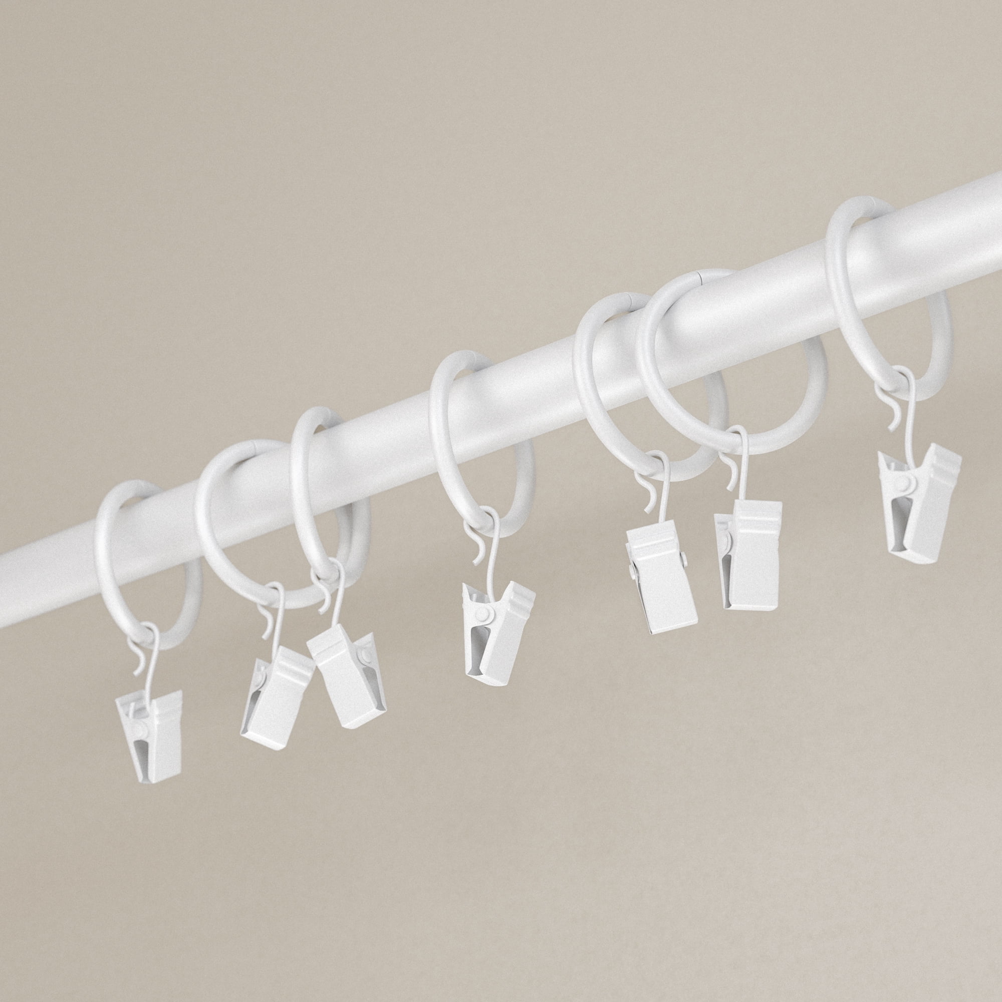 Mainstays 1" White Curtain Clip Rings (7 pack)