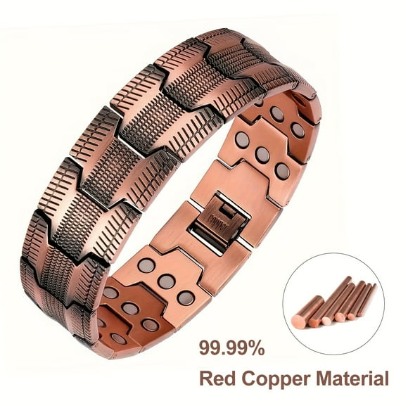 Dsseng Ultra Strength 3X Copper Magnetic Bracelet for Men - Adjustable Sizing Tool 99.99% Pure Copper Joint Support Valentine‘S Day Jewelry Gifts
