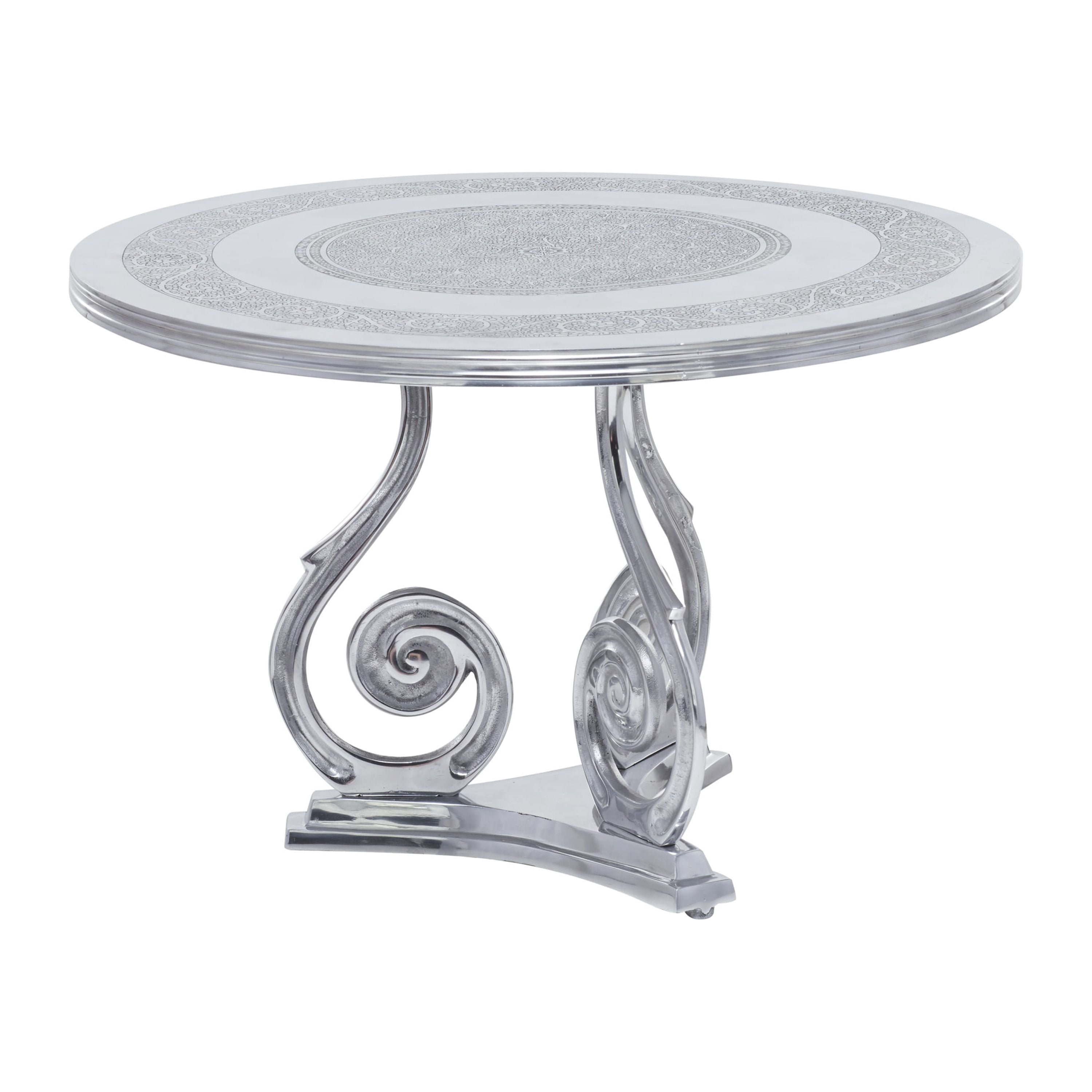 DecMode 31"W, 21"H Aluminum Traditional Coffee Table, Silver, 1-Piece