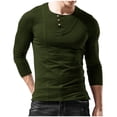 thumbnail image 2 of Blusa de manga larga para hombre, color sólido, informal, delgada, a la moda Pompotops oipoqjl2900, 2 of 3