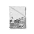 thumbnail image 2 of Nepal Soft Flannel Fleece Throw Blanket, Hand Drawn Monochrome Scene from Kathmandu Urban Life Illustration Buildings, Cozy Plush for Indoor and Outdoor Use, 50" x 60", Black and White, by Ambesonne, 2 of 6