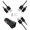 HTC Panache Charger Micro USB 2.0 Cable Kit by TruWire { Car Charger + 3 Micro USB Cable} True Digital Adaptive Fast Charging uses dual voltages for up to 50% faster charging!