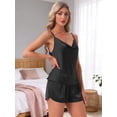 thumbnail image 2 of DARING DIVA Women's Satin Cami Pajama Set with Crisscross Back and Split Shorts S Black, 2 of 7