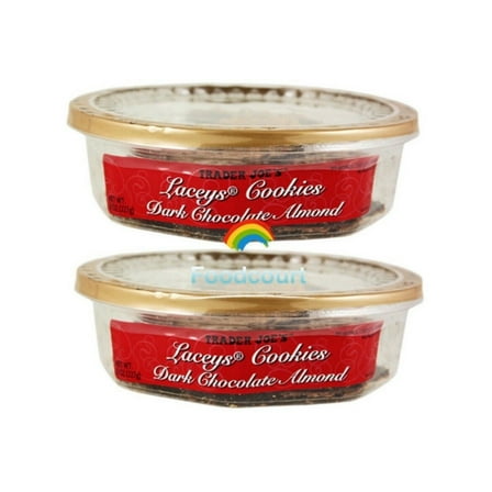 2 Packs Trader Joe's Laceys Cookies Dark Chocolate Almond 8 oz Each Pack