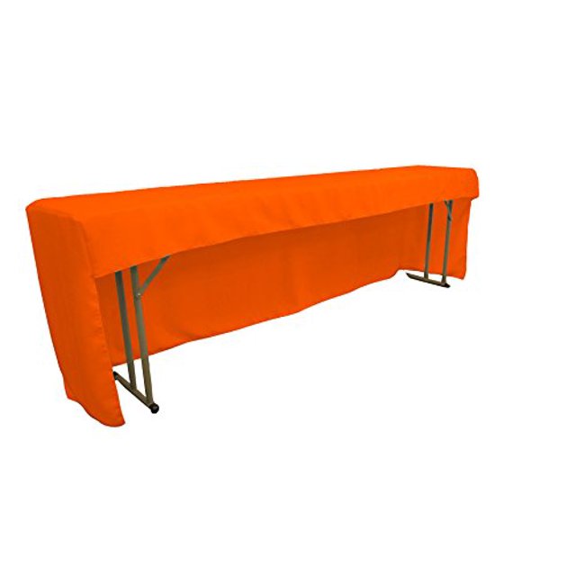 LA Linen Open Back Polyester Poplin Fitted tablecloth for Classroom Tables 96"L x 18"W x 30"H, Orange