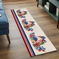 thumbnail image 4 of Independence Day Cherry Washable Runner Rugs 2'x6', Patriotic Red Blue Star Flower Bow Stripe Linen Low Pile Throw Entryway Rug Non-Slip Sturdy Edge Binding Carpet for Indoor Bedside Entrance Bedside, 4 of 9