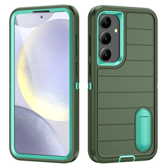 JTCASES for Samsung Galaxy S24 5G Case, Galaxy S24 Phone Case with Built in Kickstand, Shockproof/DropProof Military Grade Protective Cover for Galaxy S24 5G 6.2" 2024, Darkgreen/Mint