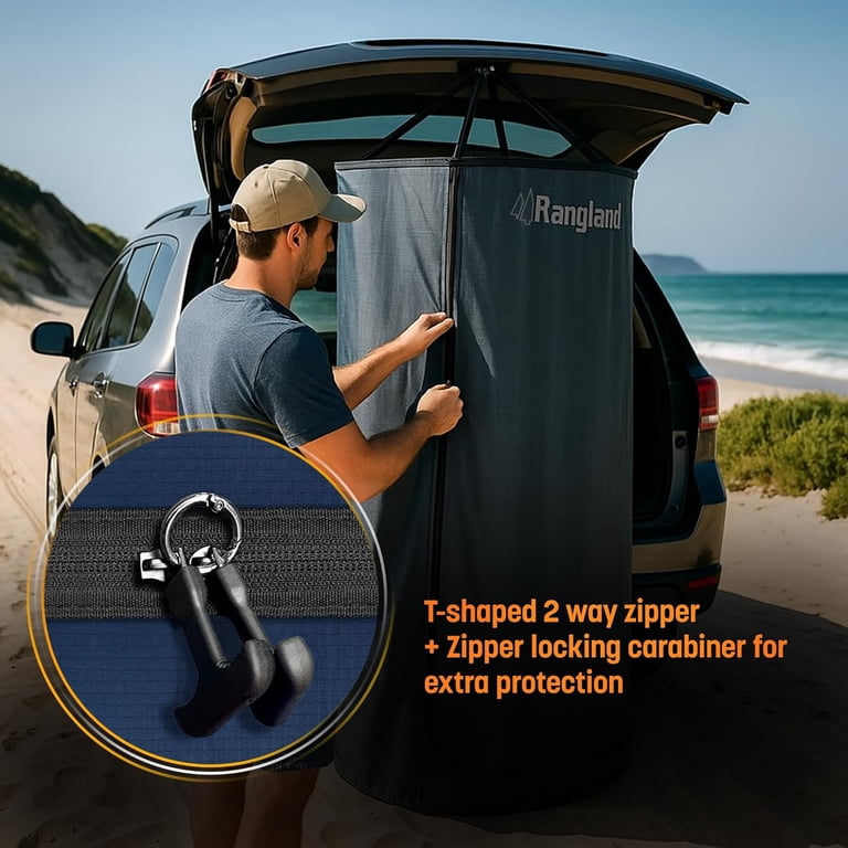 SA&MC Achterklep Tent SUV Shelter Privacy Tent Waterafstotende Schuur Zwart Draagbare Garderobe voor Fiets Toilet Douche Slapen Strand Zwemmen L: W: H: 4,9 ft: 7,5 ft 6 stuks Tent Pegs