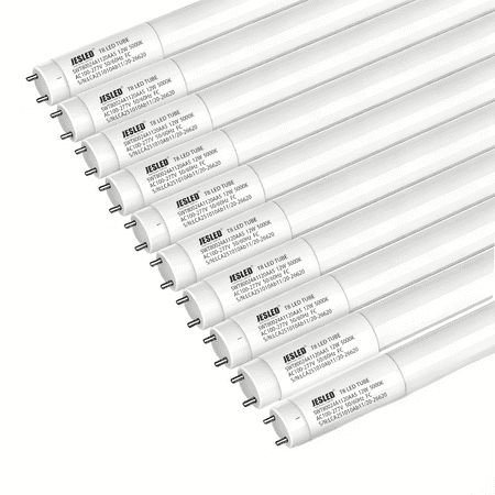 JESLED 10 Pack T8 LED Bulbs 4 Foot, 12W 2200 LM, ETL Certified,(40W Equivalent) Type B Ballast Bypass, Single or Double End Power, 5000K Daylight,48 Inch Led Bulbs Replacement