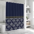 thumbnail image 5 of Boho Navy Blue Flower Shower Curtain Set - 48" x 72" Washable Bathtub Curtain with 12 Hooks, Abstract Bohemia Pesley Floral Waterproof Fabric Stall Shower Curtains for Bathroom/Bathtub Décor, 5 of 6