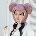 thumbnail image 3 of Herrnalise Women Cute Cartoon Thick Hat Protectors Warm Plush Hat Bandage Cap, 3 of 7