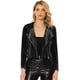 thumbnail image 1 of Chaqueta de abrigo Allegra K terciopelo Moto Biker mujer Negro XS, 1 of 5