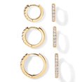 thumbnail image 1 of Pendientes PAVOI Huggie de oro amarillo de 18 quilates, paquete de 3 (8 mm, 10 mm, 12 mm), 1 of 5