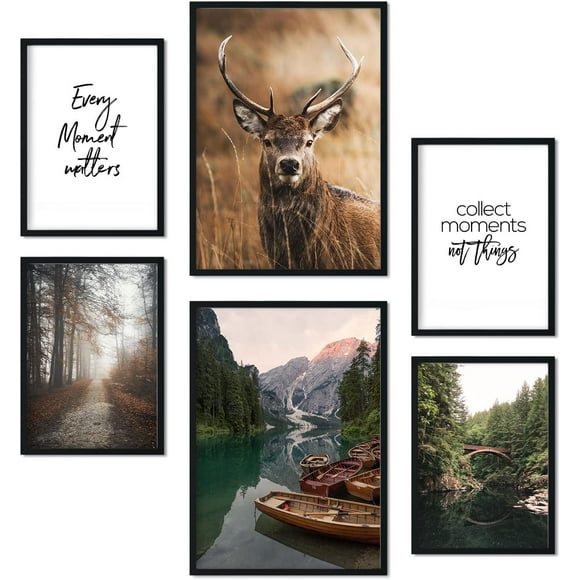 Canvas Poster Set of 6 Winter Nature Posters - Wall Art Print Decorative Posters & Prints - Interior Design in Art Gallery - A3 and A4 - Unframed