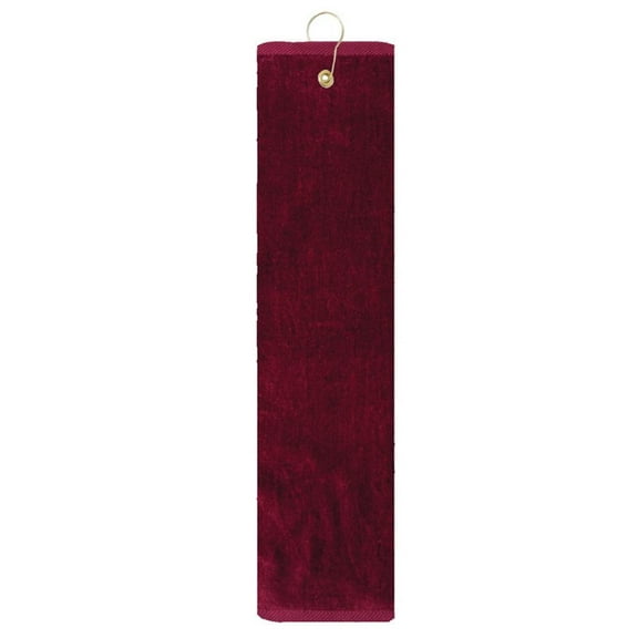 BURGUNDY MAROON 100% Cotton Golf Towel High Quality Tri-Fold with Grommet & Hook for Golf Bag 15" x 18"