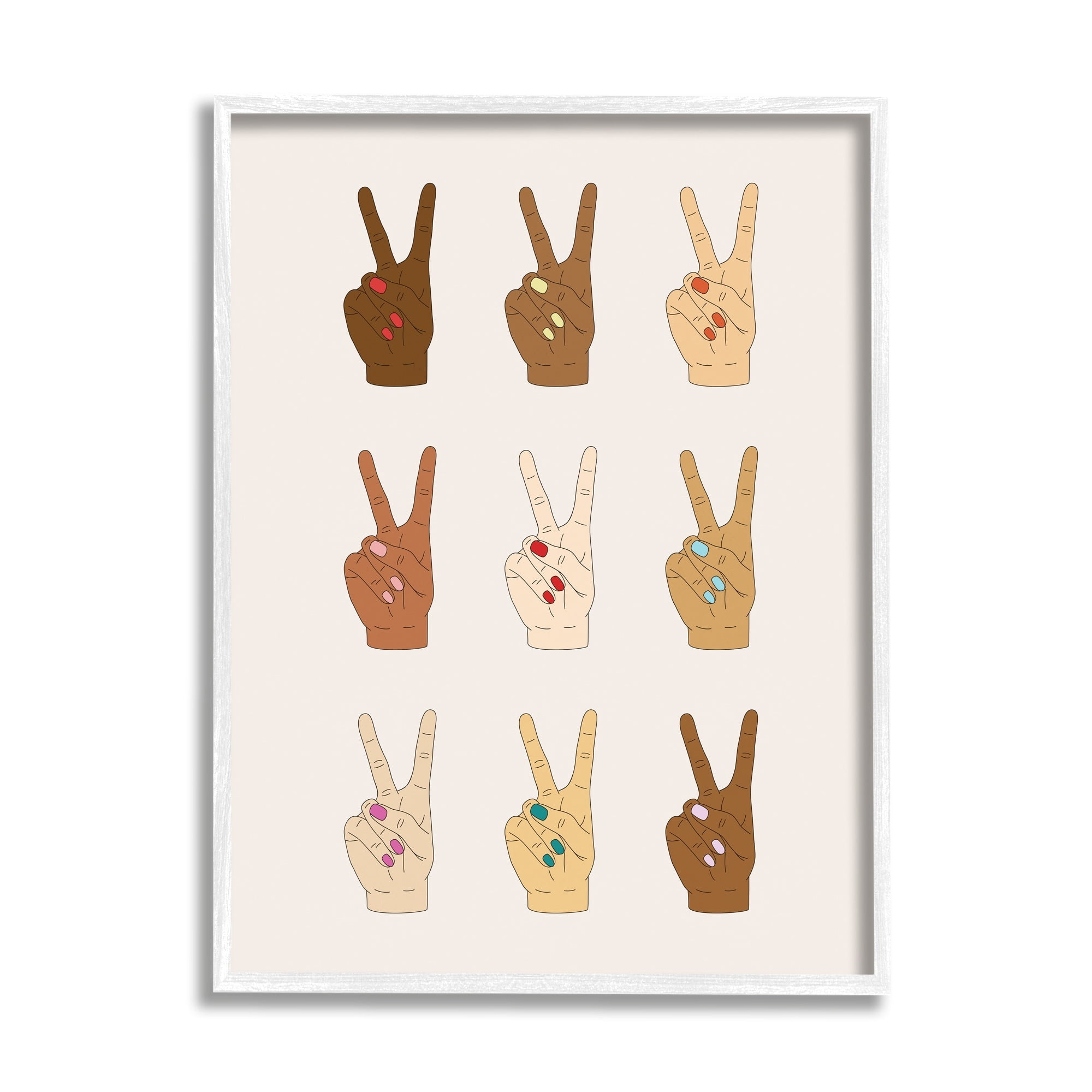 Stupell Industries Diversity Inclusion Hand Peace Sign Painted Nails,16 x 20, Design by JJ Design House LLC