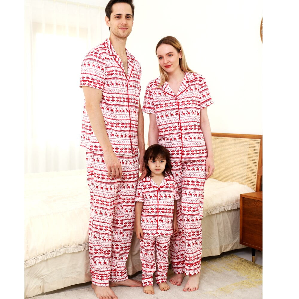 High Quality Christmas Family Matching Pajamas Set Short Sleeve Tops Pants 2 Pieces Sleepwear Casual Soft Thick Pyjama Xmas Look Walmart