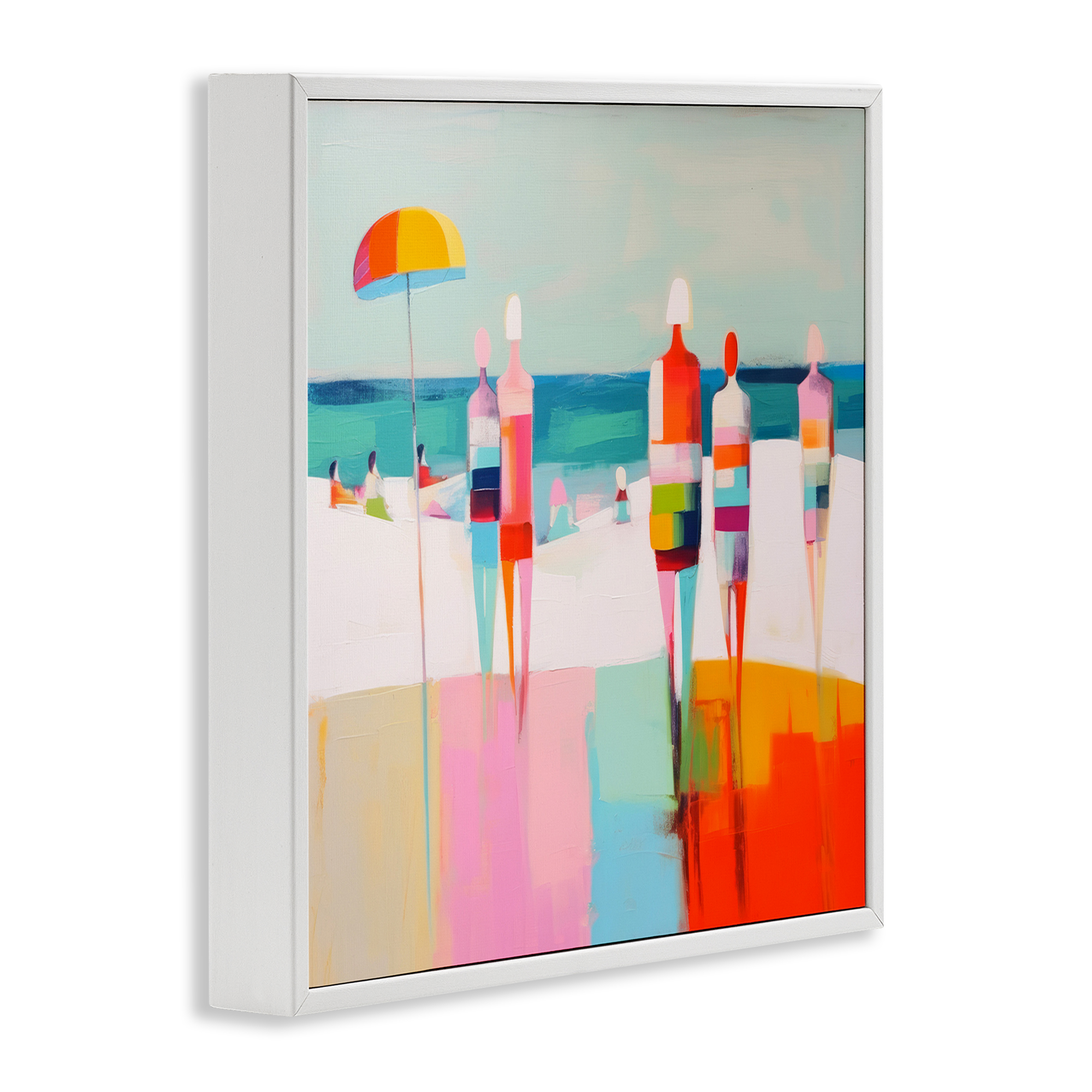 Stupell Industries Bold Modern Beachgoers Novelty Painting White Framed Art Print Wall Art, 24 x 24