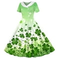 thumbnail image 2 of Xdegoge St. Patrick's Day Girls Dresses A Line Clover Print Vintage Dress with Collar and Short Sleeves Irish Holiday Gown, 2 of 6
