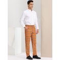 thumbnail image 4 of Pantalones de vestir a cuadros Lars Amadeus para hombre corte regular Naranja Blanco S, 4 of 6