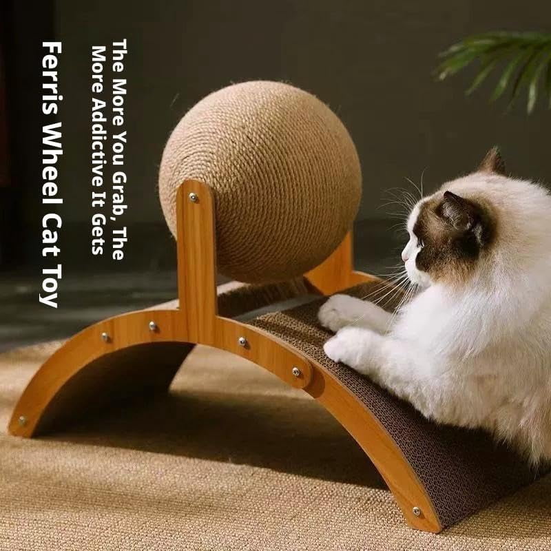 Interactive Cat Scratcher, Cat Scratching Post Design with Arch Bridge Balls-Stylish CatScratching Board, Natural Sisal Scratcher Ball, Fun and Engaging Scratching Post for Exercise