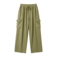 thumbnail image 5 of Atogsazn Womens Wide Leg Cargo Sweatpant Casual Loose Fit Pants Baggy Summer Trouser with Pocket Beach Vacation Outfit Green XL Fashion, 5 of 5