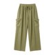 thumbnail image 5 of Pantalones de Vestido de Cintura Elástica para Mujeres Color Sólido Suelto Elástico Cordón de Cintura Pantalones de Pierna Recta de Bolsillo Grande, 5 of 5