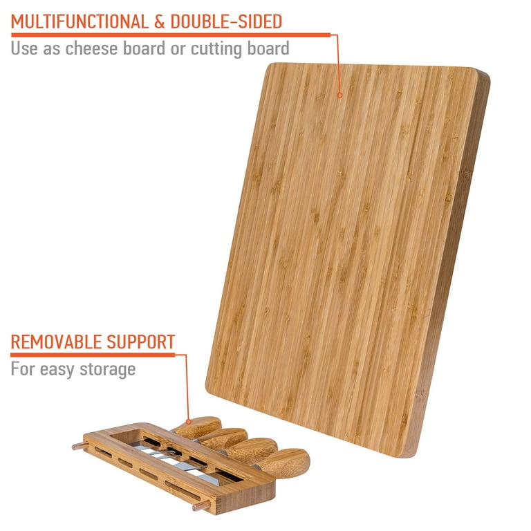 BlauKe® Bamboo Cheese Board and Knife Set 14x11 inch – Wood Cheese