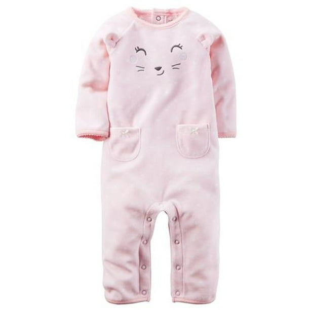 Carter's Carters Girls 324 Months Kitty Fleece Jumpsuit 6 Months