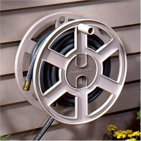 reel hose suncast mount garden foot mounted cord sidewinder taupe side extension yard outdoor capacity upc tracker ft looking reels