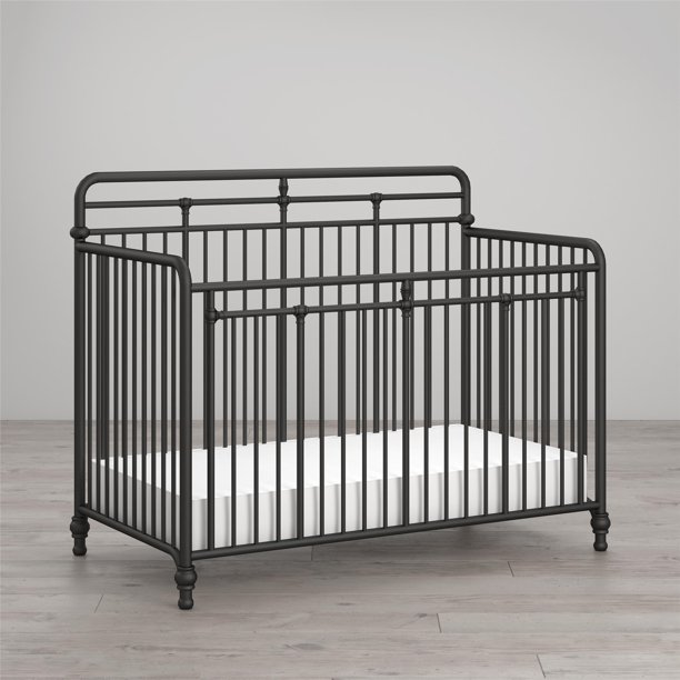 Little Seeds Monarch Hill Hawken Metal 3 in 1 Convertible Crib, Black