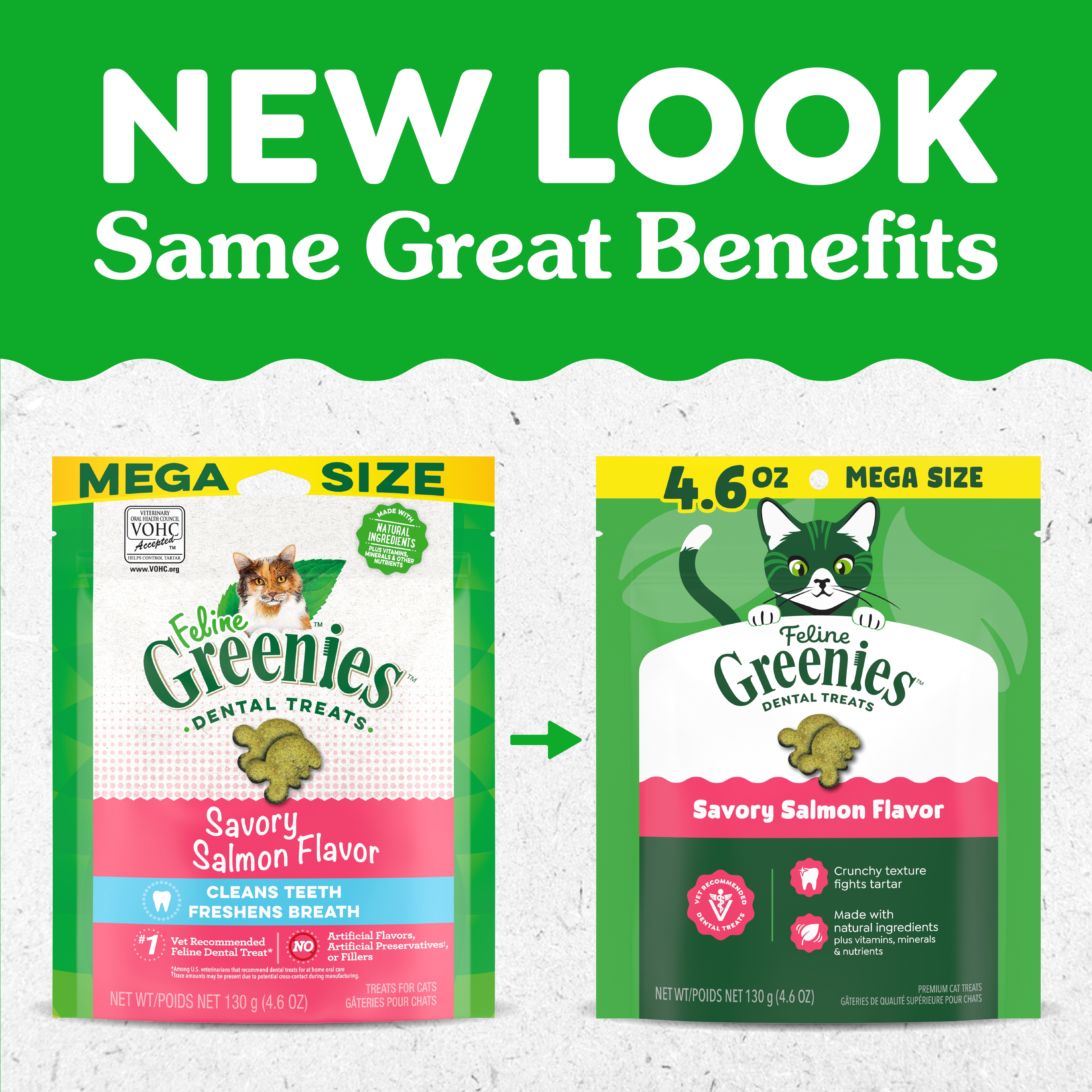 (10 pack) Greenies Feline Savory Salmonflavor Adult Natural Dental Cat Treats, 4.6 Oz Pouch