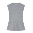 thumbnail image 4 of Fesfesfes Girls Summer Dress Simple Solid Color Short Sleeve Dress Casual Loose Comfortable Everyday Wear Outfit for Kids 3-15 Years(Gray,5-6 Years), 4 of 8