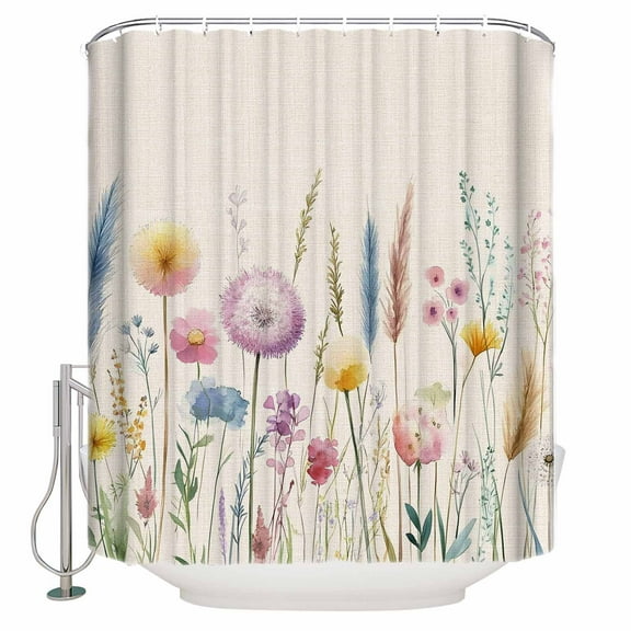 72x78 Inch Shower Curtain Spring Floral Bathroom Decor Waterproof Fabric Bathtub Bath Curtains Decorative Summer Wild Flower Botanical Vintage Extra Long Shower Curtain Set with Hooks