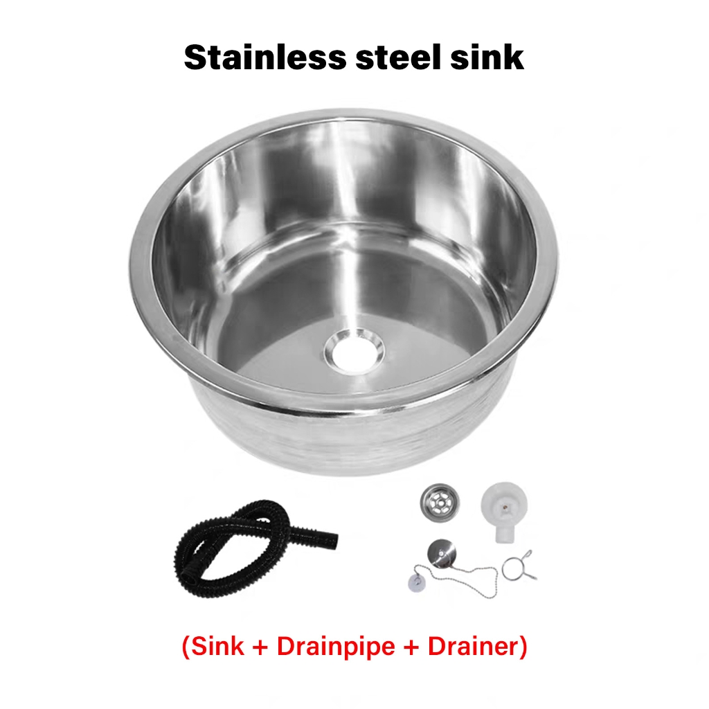 Round Single Tanks Dishwashing Basin Stainless Steels Kitchen Sinks Bathroom Hand Wash Basin Sink Dishwashing Pool