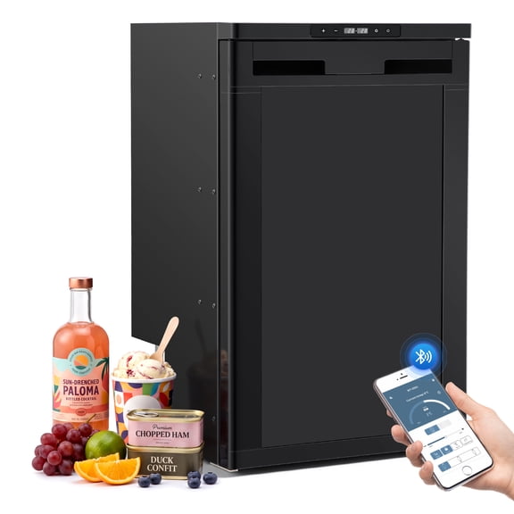 2.97 Cu.Ft RV Refrigerator, 84L Built‑in 12V RV Fridge Freezer, Dual‑Zone Compressor Cooler,‑4℉‑46℉, 12/24V DC with APP Control for Camper, Truck, Boat