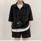 thumbnail image 5 of Conjunto de 2 piezas de polo y pantalones cortos de manga corta con cremallera y cuello alto para mujer, ropa deportiva informal de verano a la moda para parejas, 5 of 5