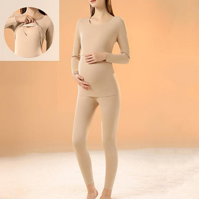 YUNAFFT Ensemble de Maternité et d'Allaitement Taille Ajustable Manches Longues Col Rond Couleur Unie Tenue de Détente Confortable