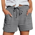 thumbnail image 2 of Duoif Womens Elastic Waist Drawstring Shorts Beach Shorts Lightweight Athletic Shorts Comfy Short Pants with Pockets Soft Workout Running Shorts for Gym, Grey, Xxl, 2 of 5