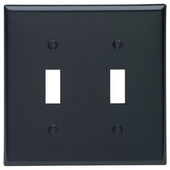 Leviton 80709-E 2-Gang Toggle Device Switch Wallplate, Standard Size, Thermoplastic Nylon, Device Mount, Black