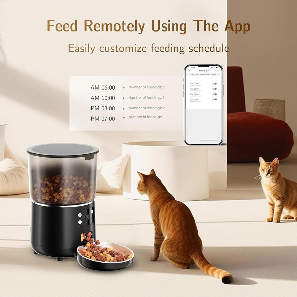 SUKVPSI Smart Automatic Pet Feeder with Camera, 4L Large Capacity Dog and Cat Food Dispenser for Kibble Size 3-8mm