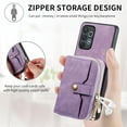 thumbnail image 5 of Phone Case for Samsung Galaxy A32 4G 6.4 inch Zipper Wallet Cover with Credit Card Holder Slot Shoulder Crossbody Strap Long Lanyard Leather Cell A 32 32A S32 G4 SM-A325M/DS Women Girls Purple, 5 of 7