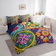 thumbnail image 3 of jejeloiu Colorful Vintage Aesthetic 7 Pieces Bedding Comforter Set,Watercolor Flowers Floral Full Bedding Set For Adults Reversible, 3 of 8