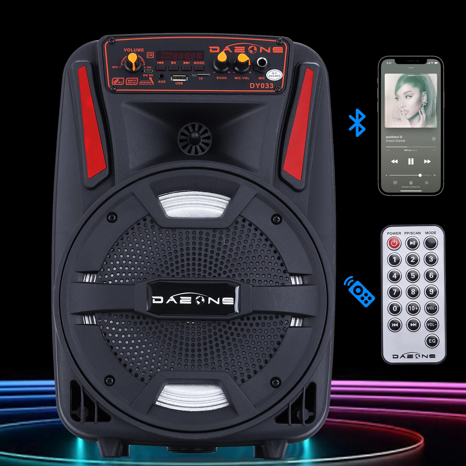 1000W Portable Wireless Bluetooth Speaker Super Bass Stereo Radio FM TF AUX USB